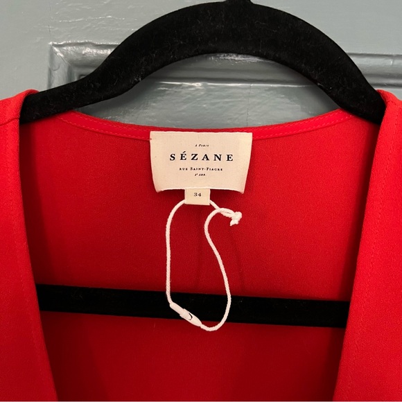 Sezane Red Eloine Top Sz 34 - Worn Once! - Picture 2 of 5